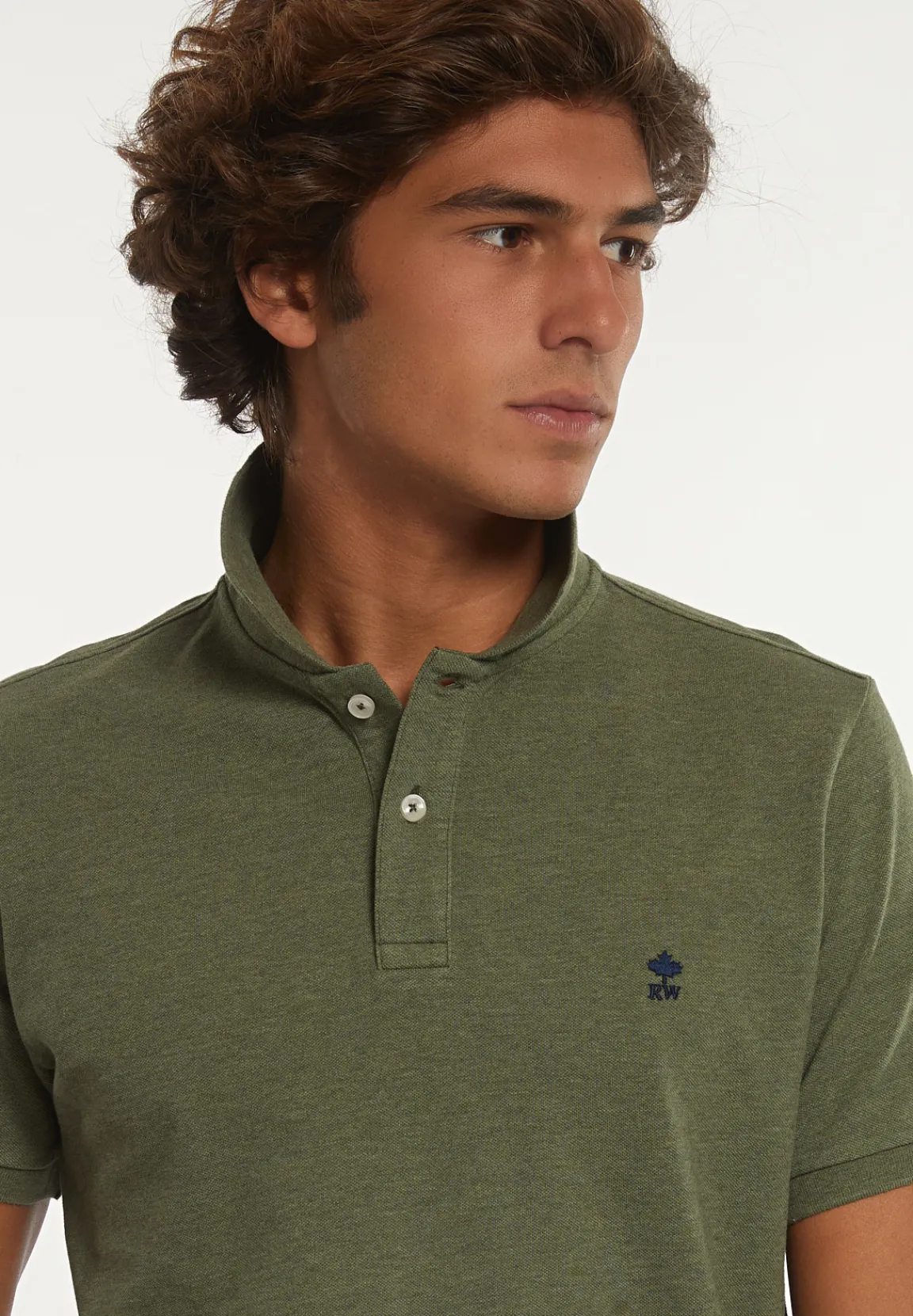 Discount River Woods Custom fit basic pima katoen polo olive mix -