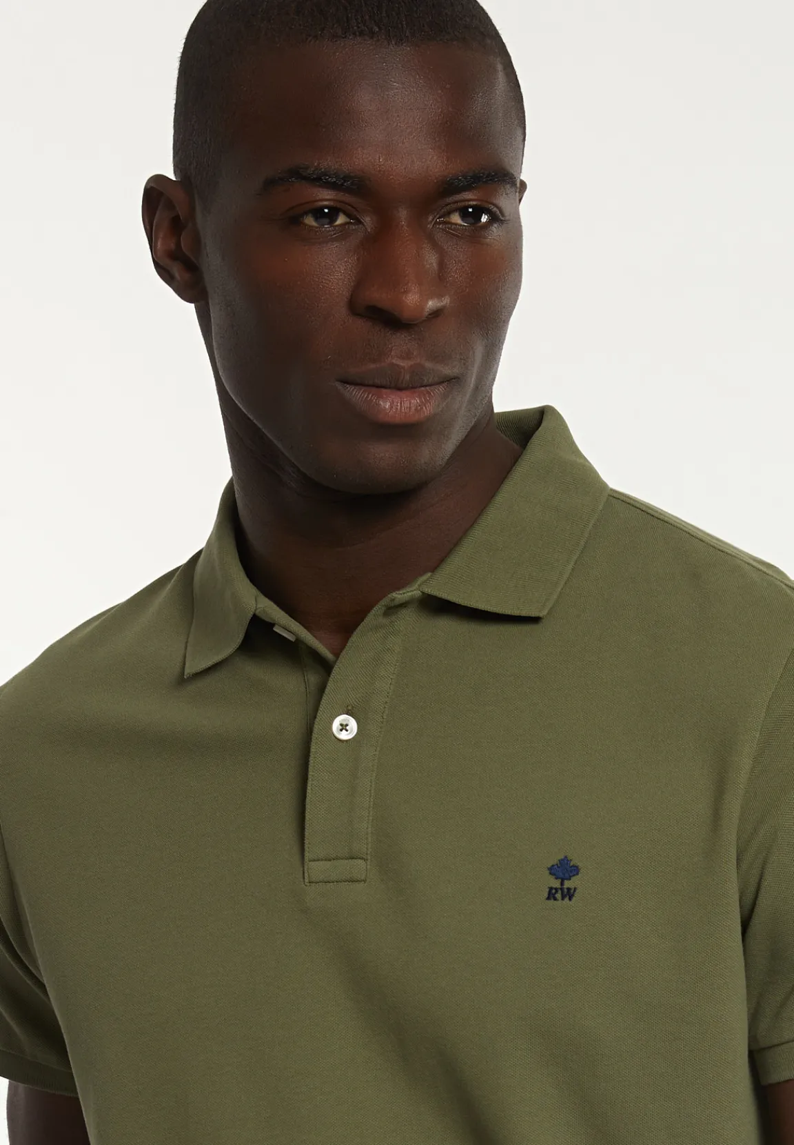 Discount River Woods Custom fit basic pima katoen polo olijfgroen -