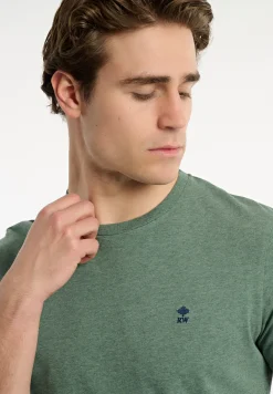 Best River Woods Custom fit basic pima katoen T-shirt opal green mix -