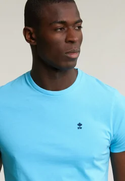 New River Woods Custom fit basic pima katoen T-shirt ronde hals acqua -