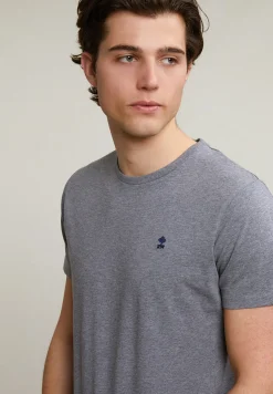 Clearance River Woods Custom fit basic pima katoen T-shirt ronde hals grey mix -