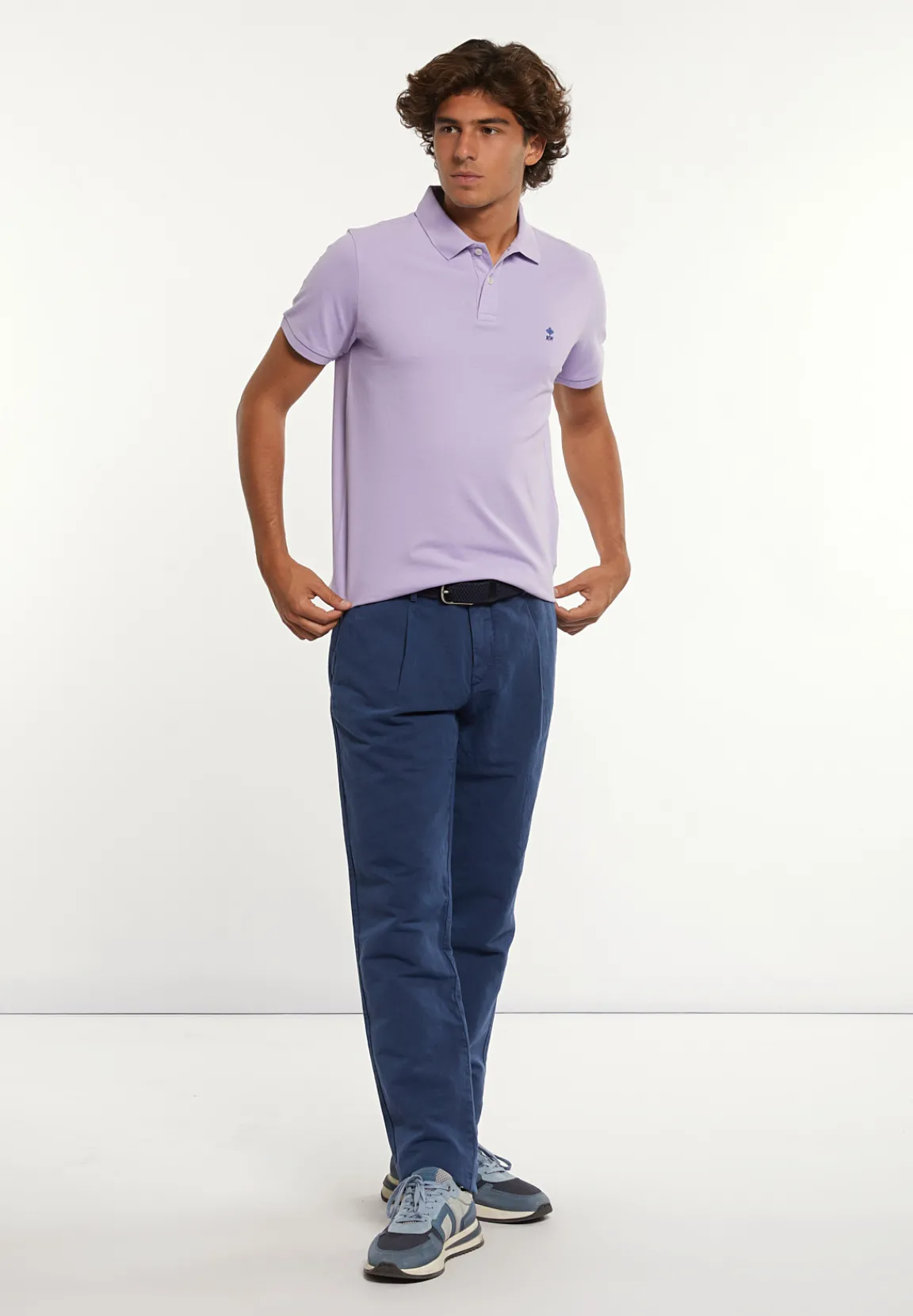 Outlet River Woods Custom fit basic pima katoen polo lavender -