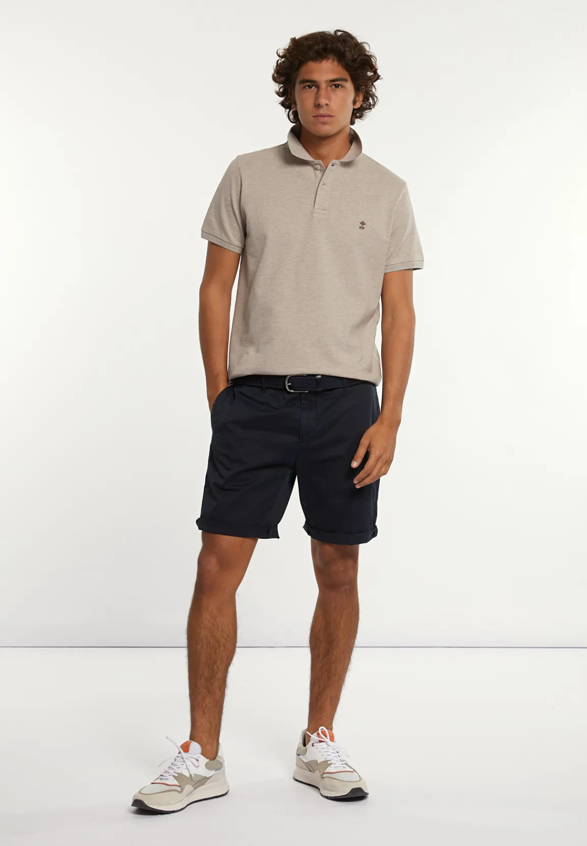 Online River Woods Custom fit basic pima katoen polo sand mix -