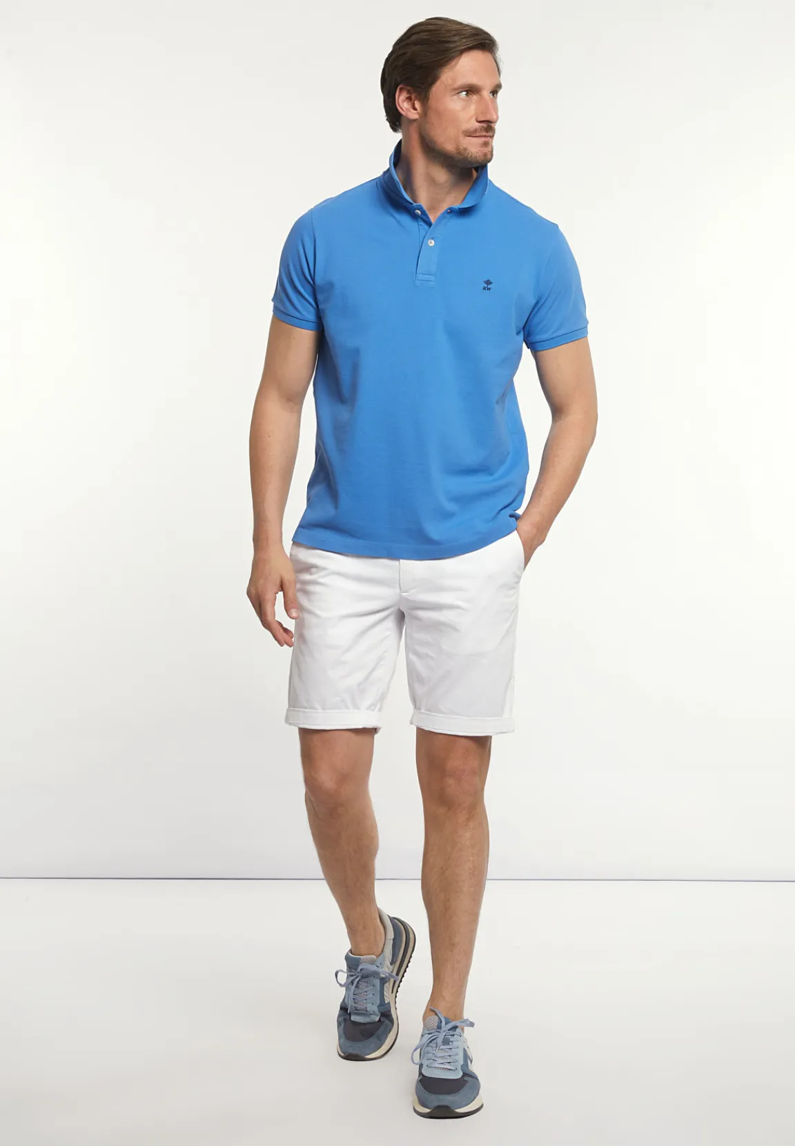 Fashion River Woods Custom fit basic pima katoen polo soft azure -