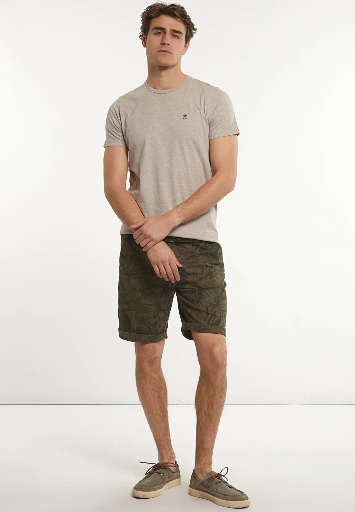 Outlet River Woods Custom fit basic pima katoen T-shirt sand mix -