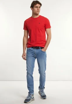 New River Woods Custom fit basic pima katoen T-shirt strawberry -