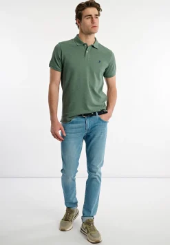 Online River Woods Custom fit basic pima katoen polo opal green mix -