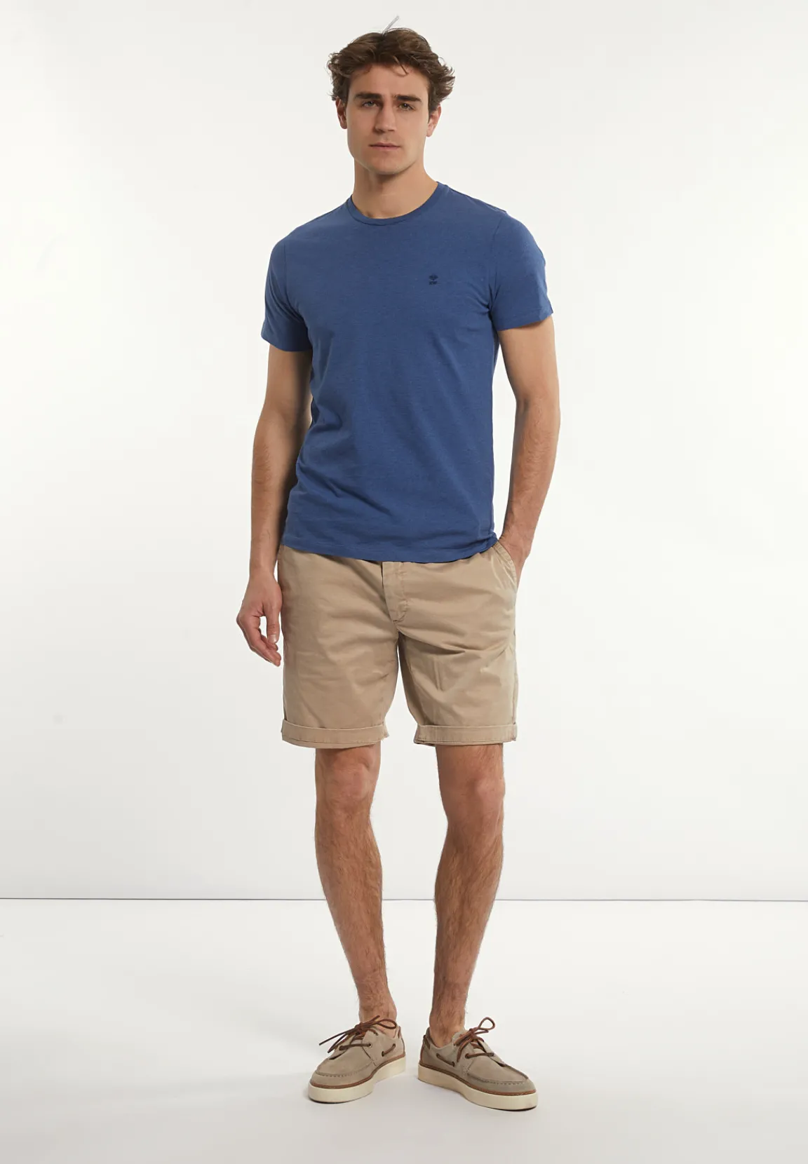 Best River Woods Custom fit basic pima katoen T-shirt denim mix -
