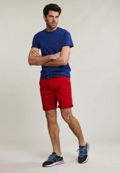 Outlet River Woods Custom fit basic pima katoen T-shirt ronde hals royal blue -