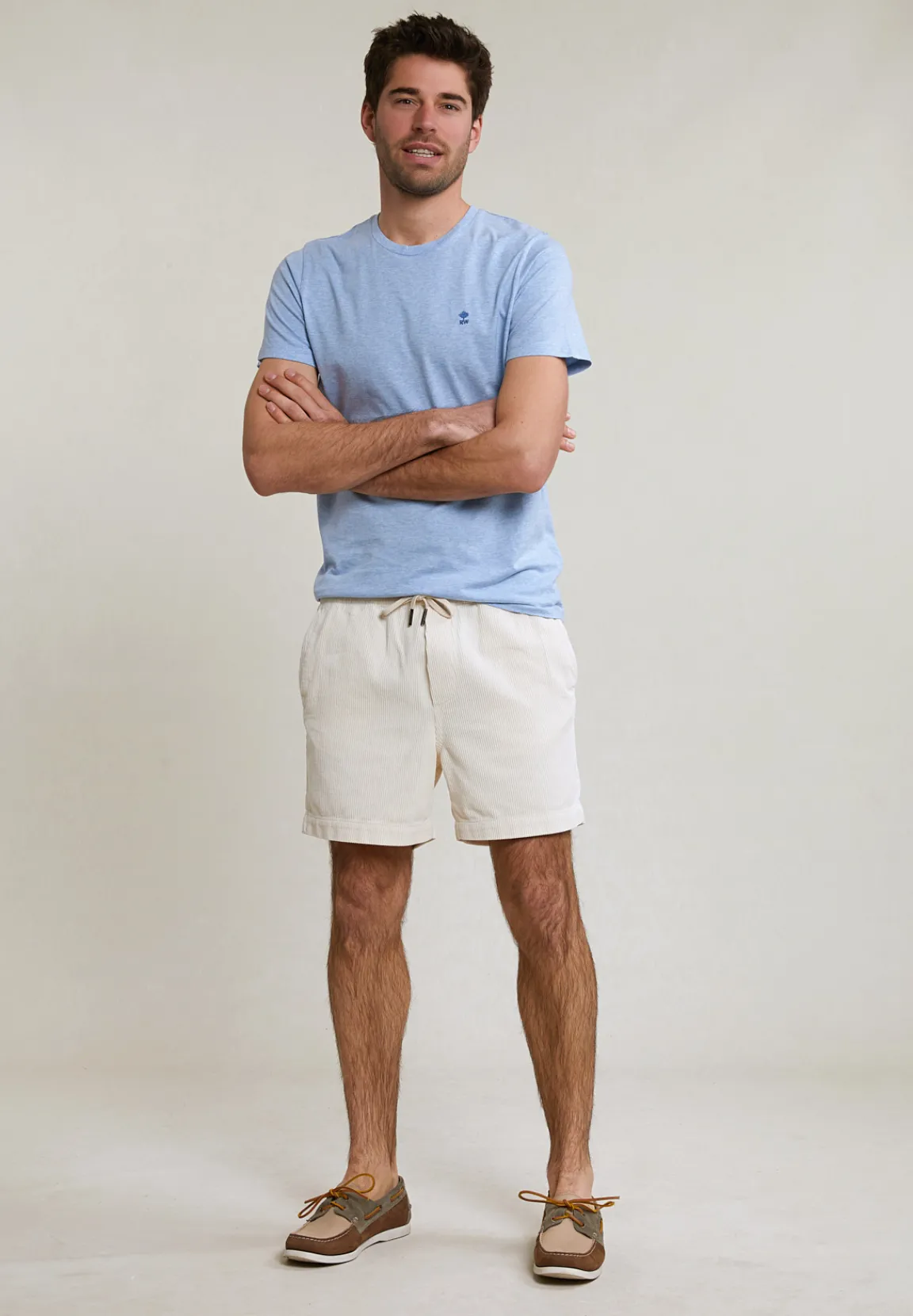 Clearance River Woods Custom fit basic pima katoen T-shirt ronde hals chambray mix -
