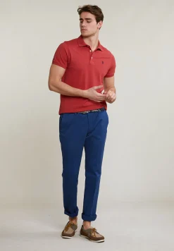 Discount River Woods Custom fit basic pima katoen polo scarlet mix -