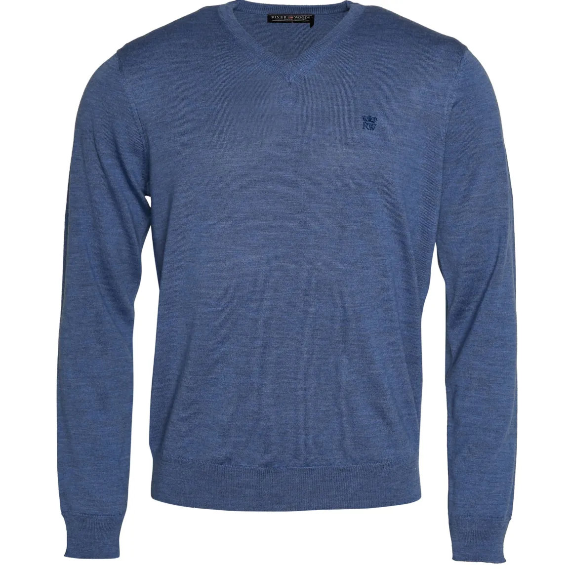 Best River Woods Custom fit basic trui met V-hals in blauw -