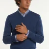 Sale River Woods Custom fit basic V-hals merinotrui mykonos blue mix -