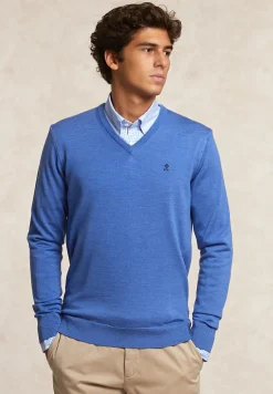 New River Woods Custom fit basic V-hals merinotrui heaven mix -