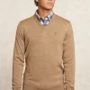 Discount River Woods Custom fit basic V-hals merinotrui cashew mix -
