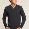 New River Woods Custom fit basic V-hals merinotrui charcoal mix -