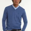 Fashion River Woods Custom fit basic V-hals merinotrui dk persian blue mix -