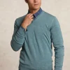 Fashion River Woods Custom fit basic V-hals merinotrui jade green mix -