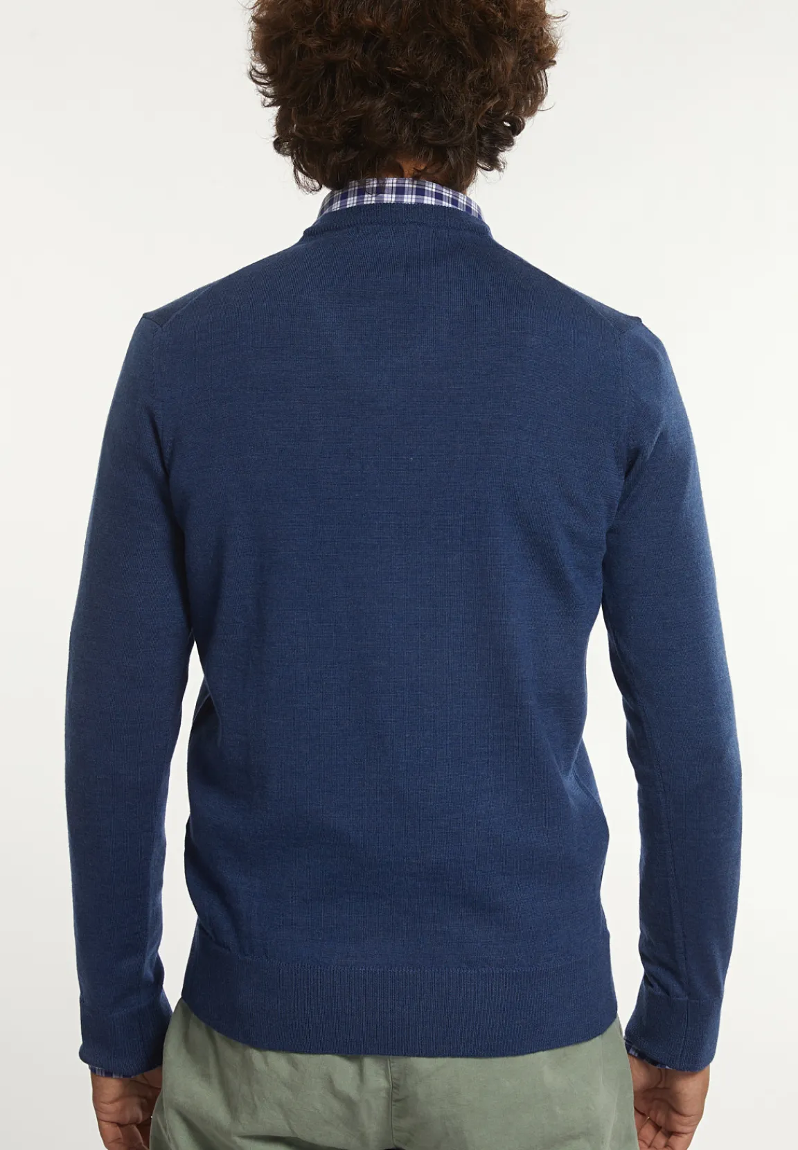 Sale River Woods Custom fit basic V-hals merinotrui mykonos blue mix -