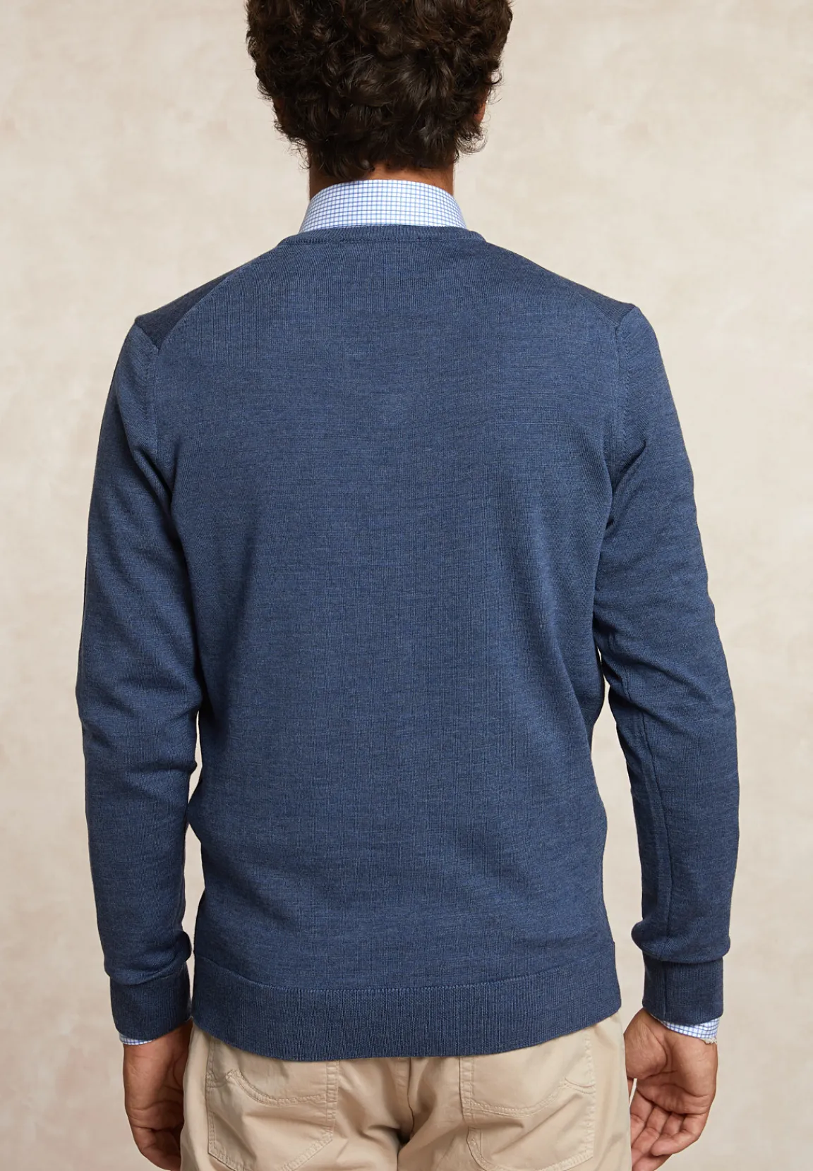 Hot River Woods Custom fit basic V-hals merinotrui lt denim mix -