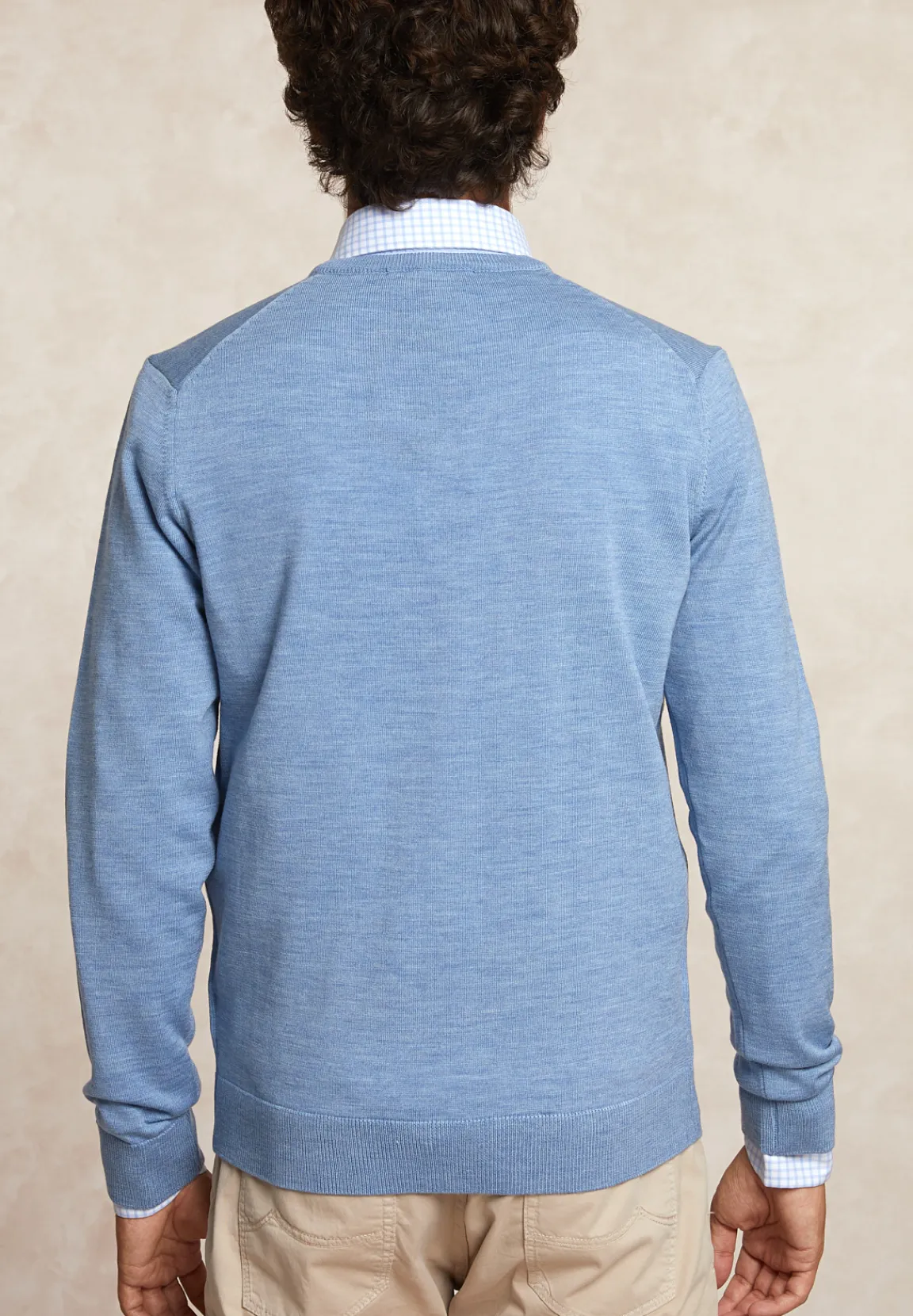 New River Woods Custom fit basic V-hals merinotrui glacier mix -