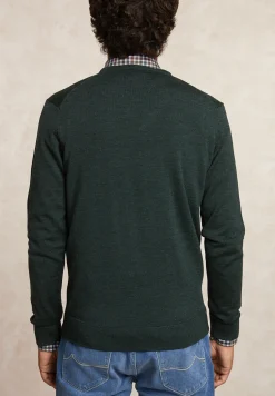 Best River Woods Custom fit basic V-hals merinotrui dk moss mix -