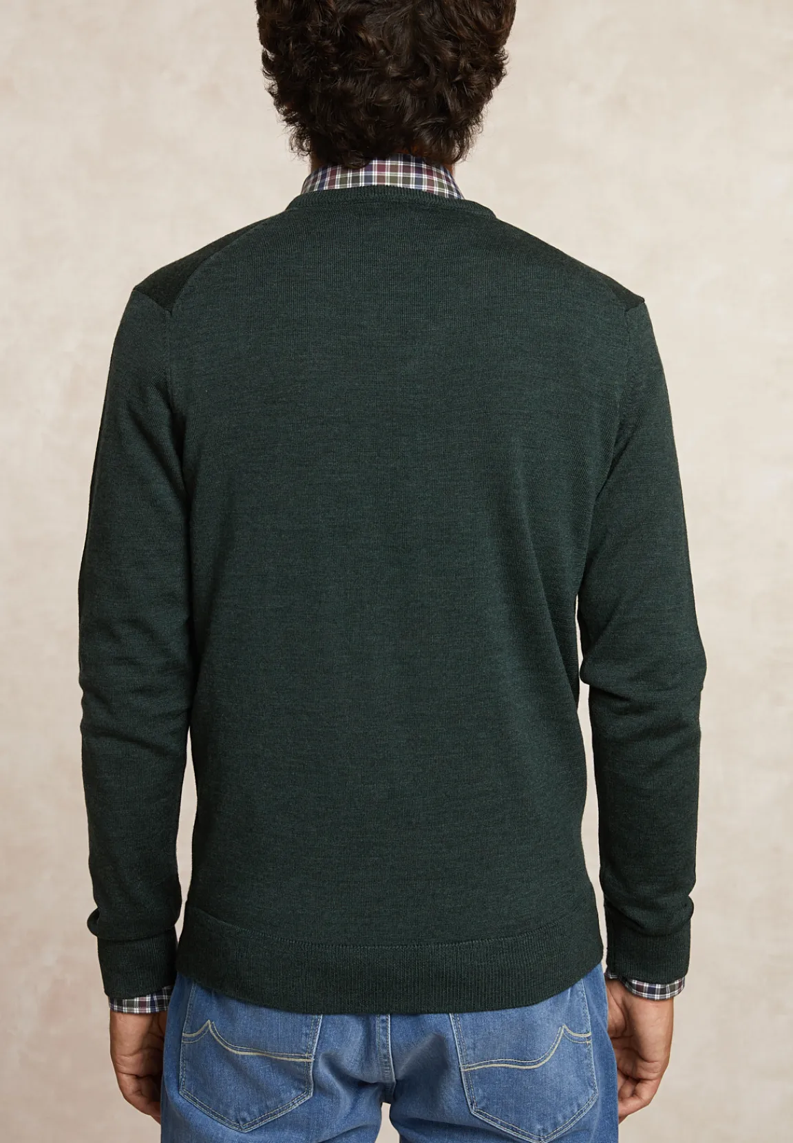 Best River Woods Custom fit basic V-hals merinotrui dk moss mix -