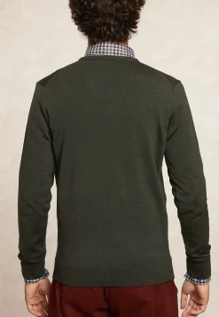 Online River Woods Custom fit basic V-hals merinotrui cypress mix -