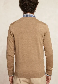 Discount River Woods Custom fit basic V-hals merinotrui cashew mix -