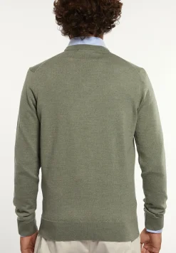 Sale River Woods Custom fit basic V-hals merinotrui jade mix -
