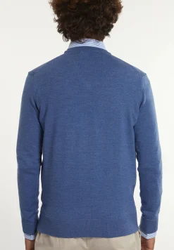 Fashion River Woods Custom fit basic V-hals merinotrui dk persian blue mix -