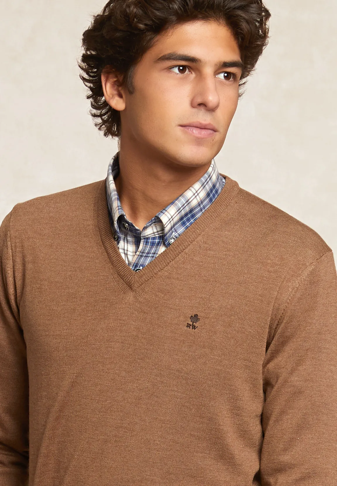 Fashion River Woods Custom fit basic V-hals merinotrui turron mix -