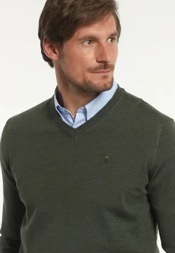 Fashion River Woods Custom fit basic V-hals merinotrui forest mix -