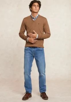 Fashion River Woods Custom fit basic V-hals merinotrui turron mix -