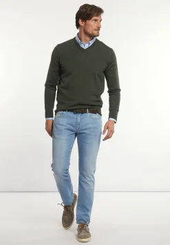 Fashion River Woods Custom fit basic V-hals merinotrui forest mix -