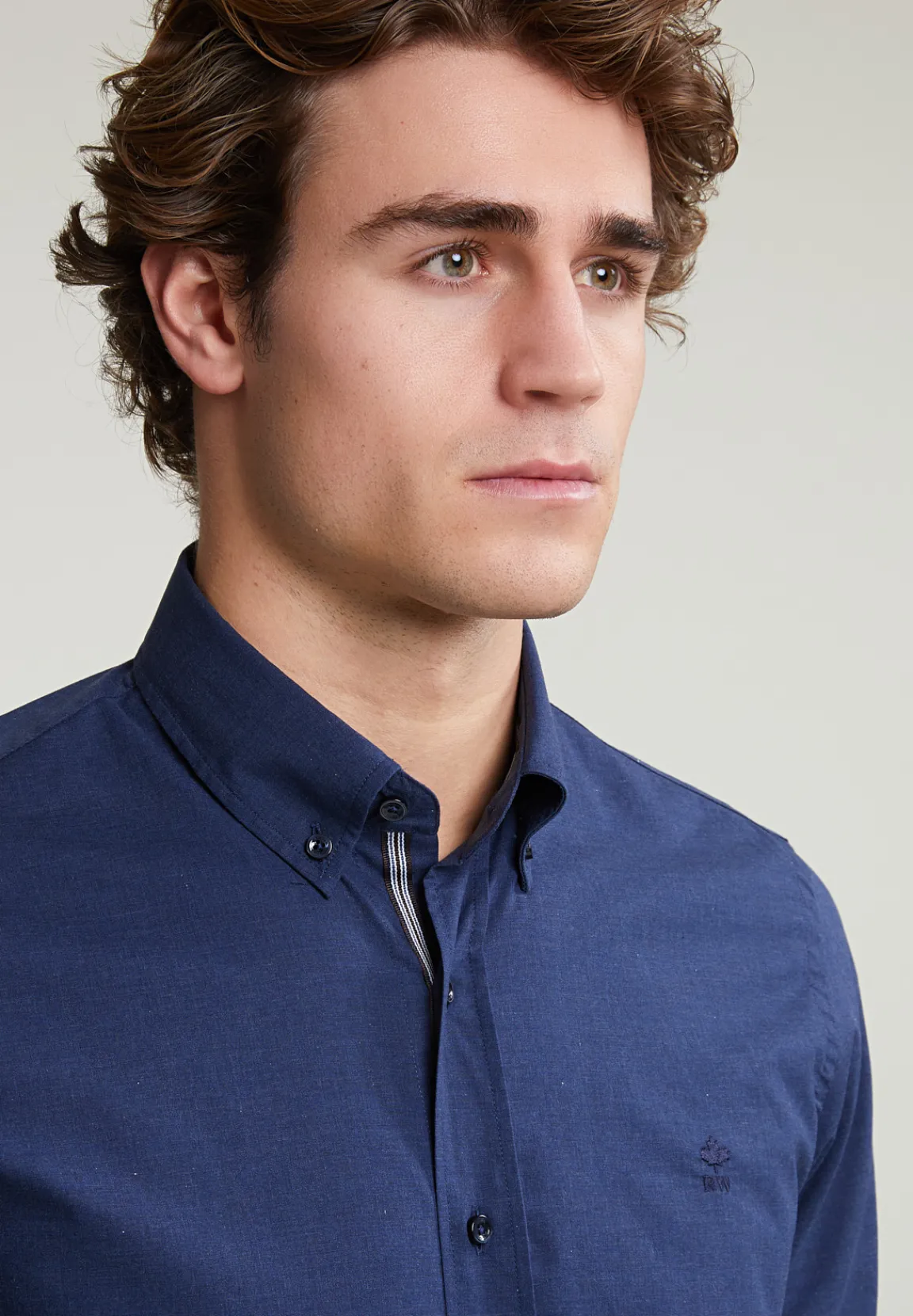 New River Woods Custom fit effen hemd blauw -