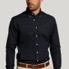 Best River Woods Custom fit effen hemd in blauw -