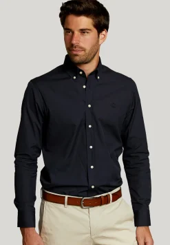 Best River Woods Custom fit effen hemd in blauw -