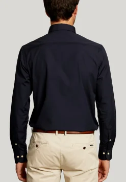 Best River Woods Custom fit effen hemd in blauw -
