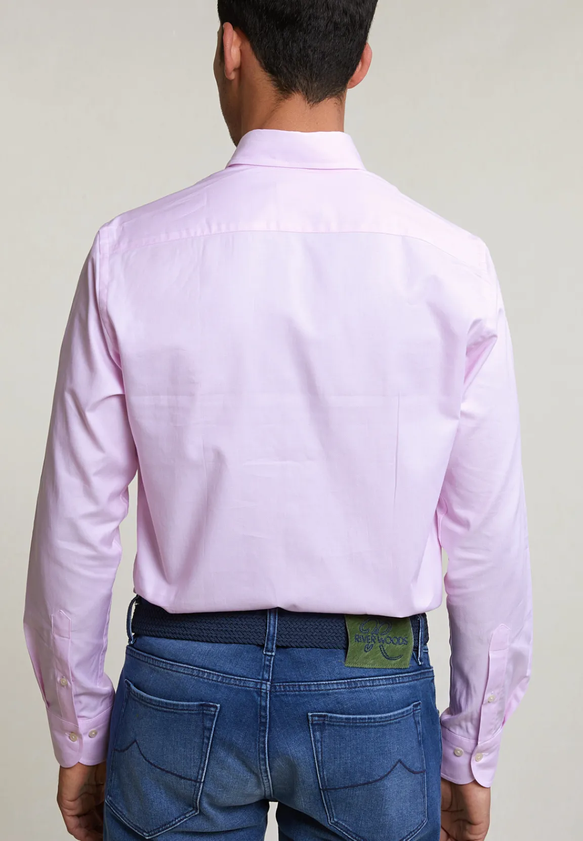 Discount River Woods Custom fit effen katoenen hemd roze -