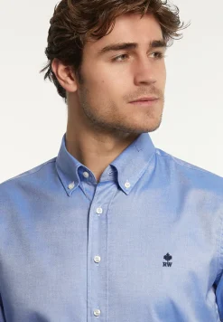 Online River Woods Custom fit effen katoenen hemd blauw -