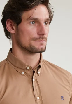 New River Woods Custom fit effen katoenen hemd caramel -
