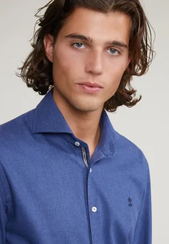 Sale River Woods Custom fit effen katoenen hemd blauw -