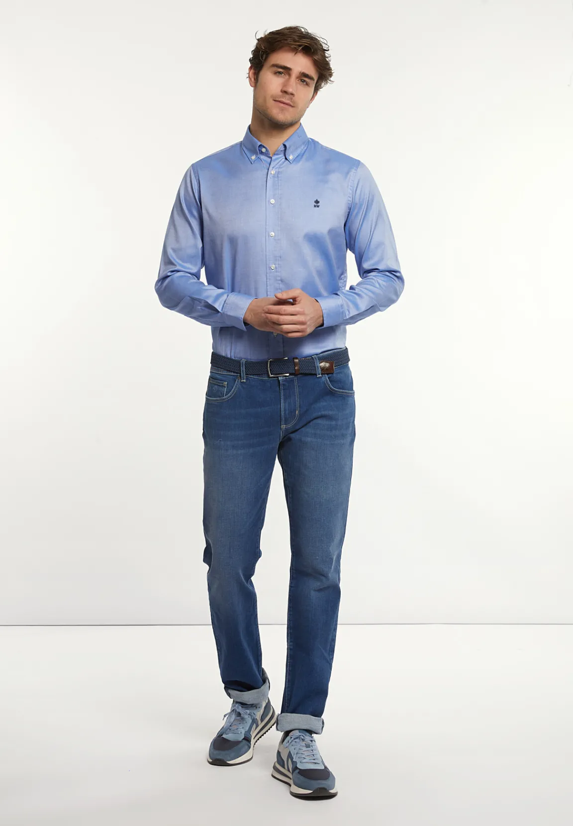 Online River Woods Custom fit effen katoenen hemd blauw -