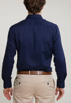 Online River Woods Custom fit effen stretch hemd blauw -