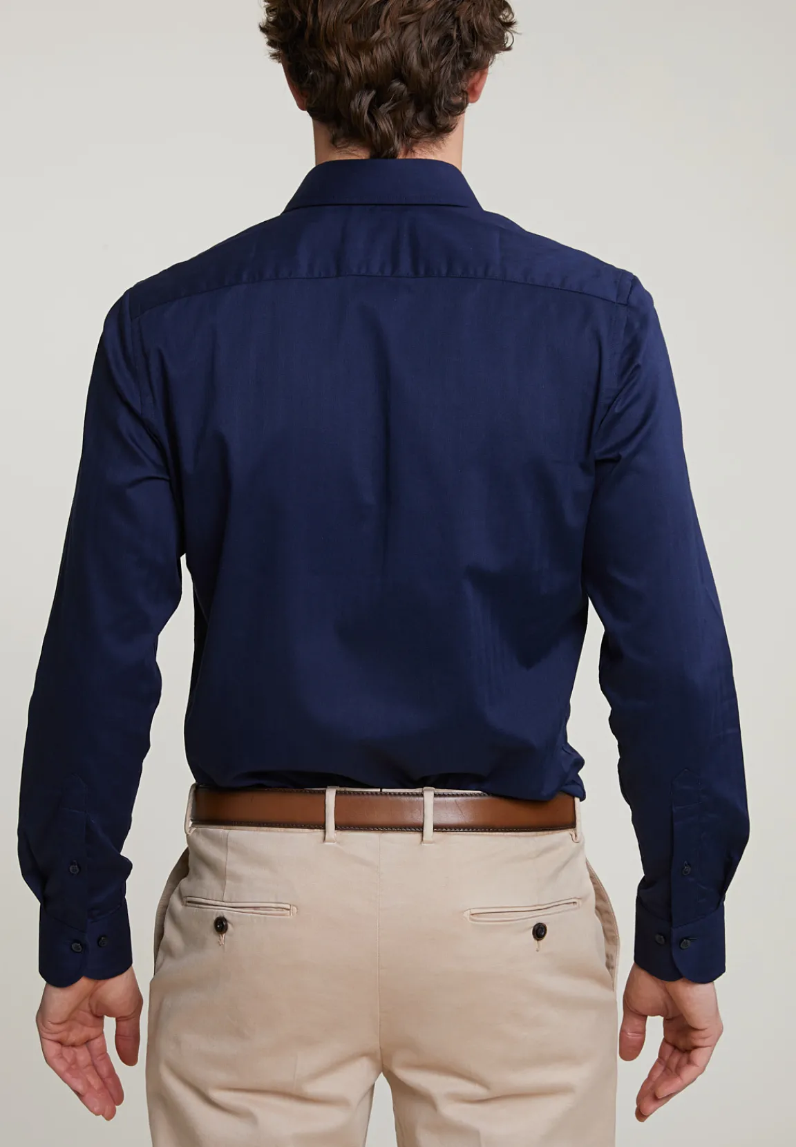 Online River Woods Custom fit effen stretch hemd blauw -