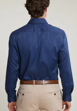 Fashion River Woods Custom fit effen stretch hemd blauw -