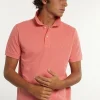 Outlet River Woods Custom fit fancy katoenen pique polo pastel rood -
