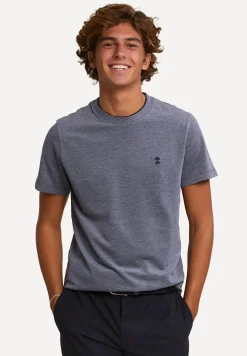 Sale River Woods Custom fit fancy katoenen T-shirt korte mouwen navy/lt grey mix -