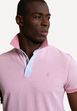 New River Woods Custom fit fancy katoenen polo dark flamingo mix -